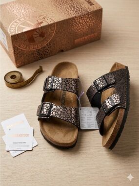 Birkenstock Arizona Metallic Bronze Two-Strap Sandal